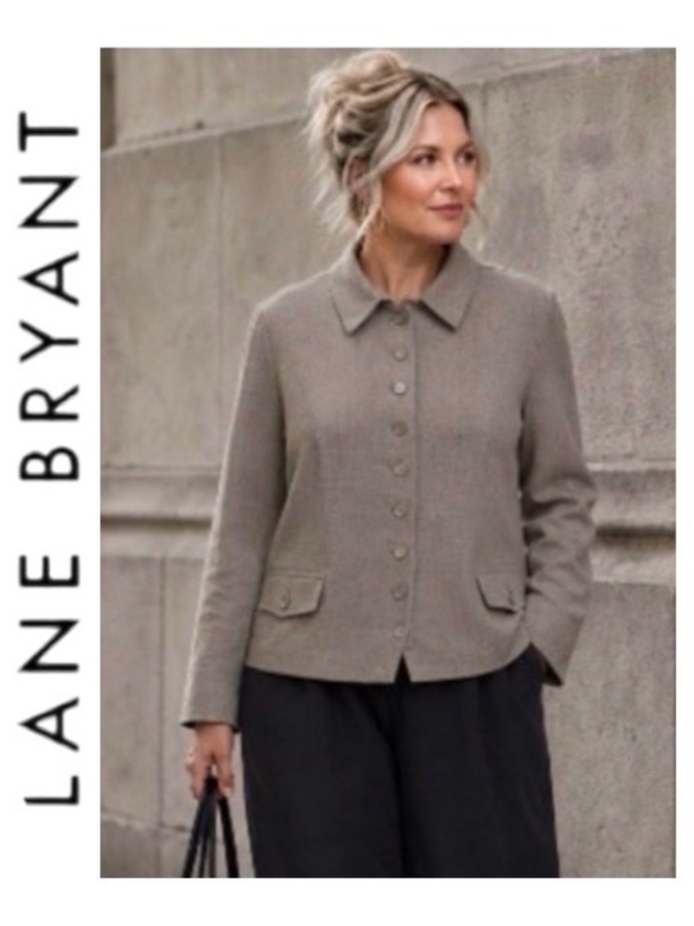 28W Lane Bryant Button Up Jacket with Peplum Back